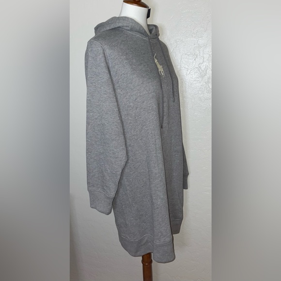 🎉HP🎉New Polo Embroidered Big Pony Gray/Cream Fleece Sweatshirt Dress X-Large🐎 - Picture 7 of 11